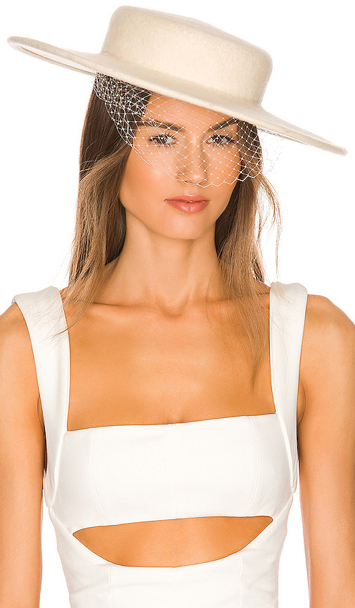 Boater Hat With Veil Hat in Cream | Revolve Clothing (Global)