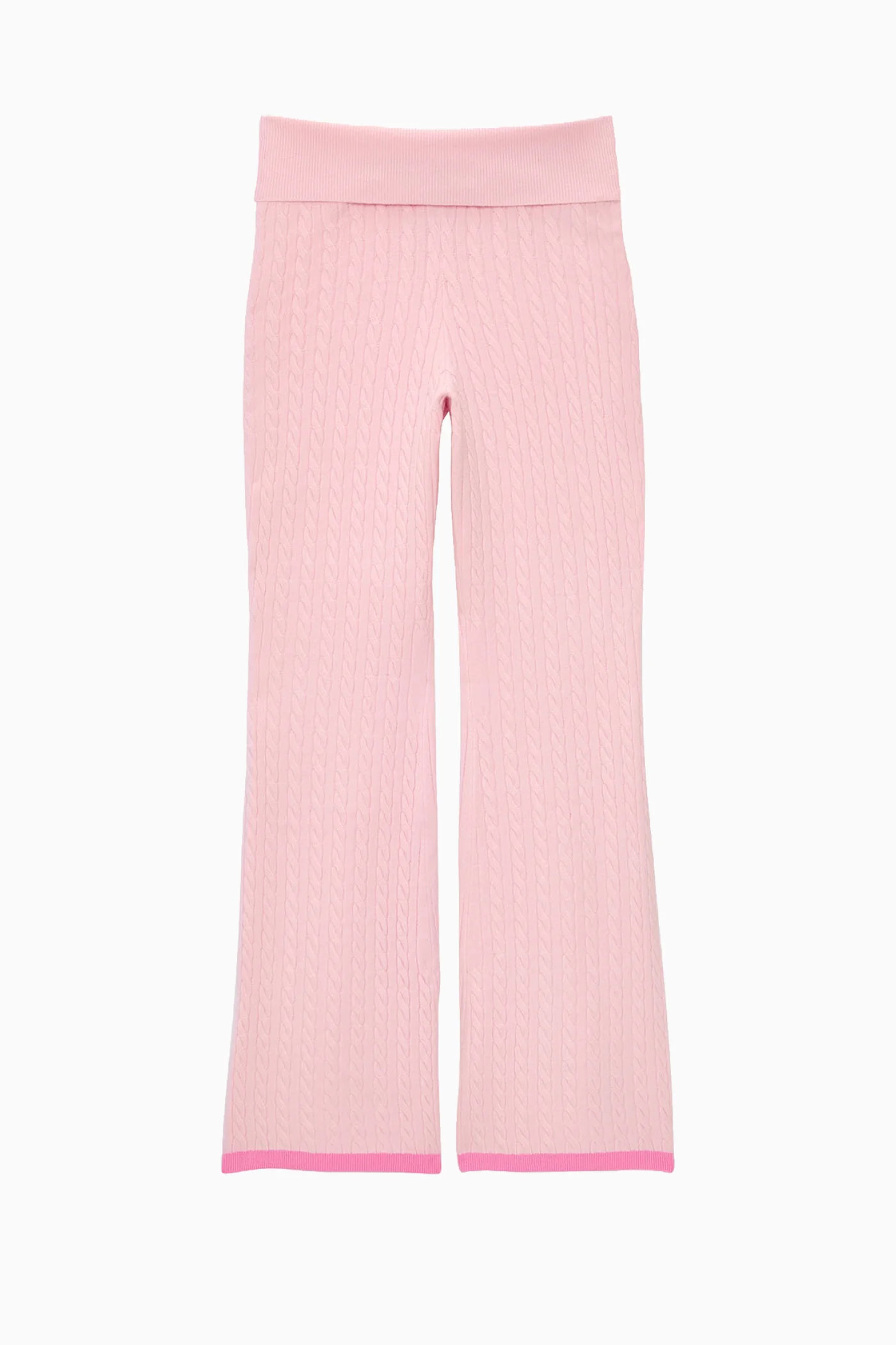 PINK x LoveShackFancy Foldover Flare Knit Pant | LoveShackFancy