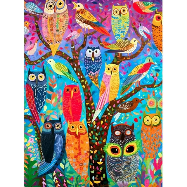 Owl Oasis: The Vibrant Perch - Colorful 1000 Piece Jigsaw Puzzle for Adults by Cross & Glory | Walmart (US)