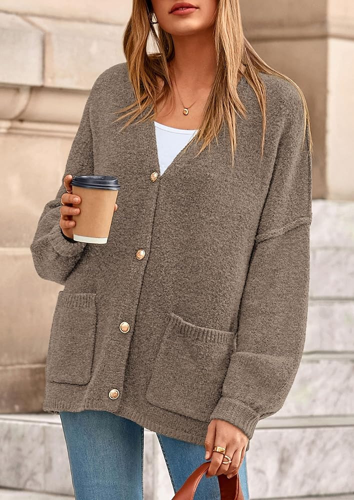 PRETTYGARDEN Fall Chunky Cardigan Sweaters for Women 2025 Button Long Lantern Sleeve Knit Oversiz... | Amazon (US)