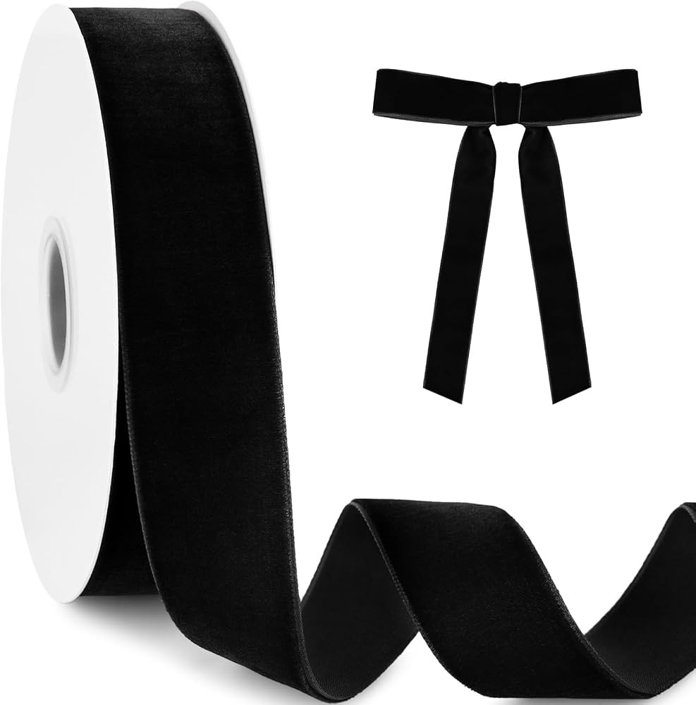 KINGLAKE Vintage Black Velvet Ribbon - 1 Inch x 10 Yards | Amazon (US)