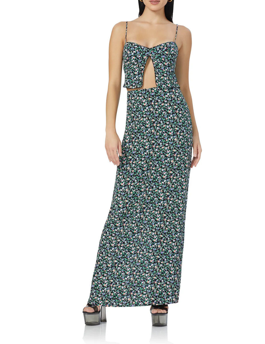 Rennia Skirt - Noir Spring Garden | ShopAFRM