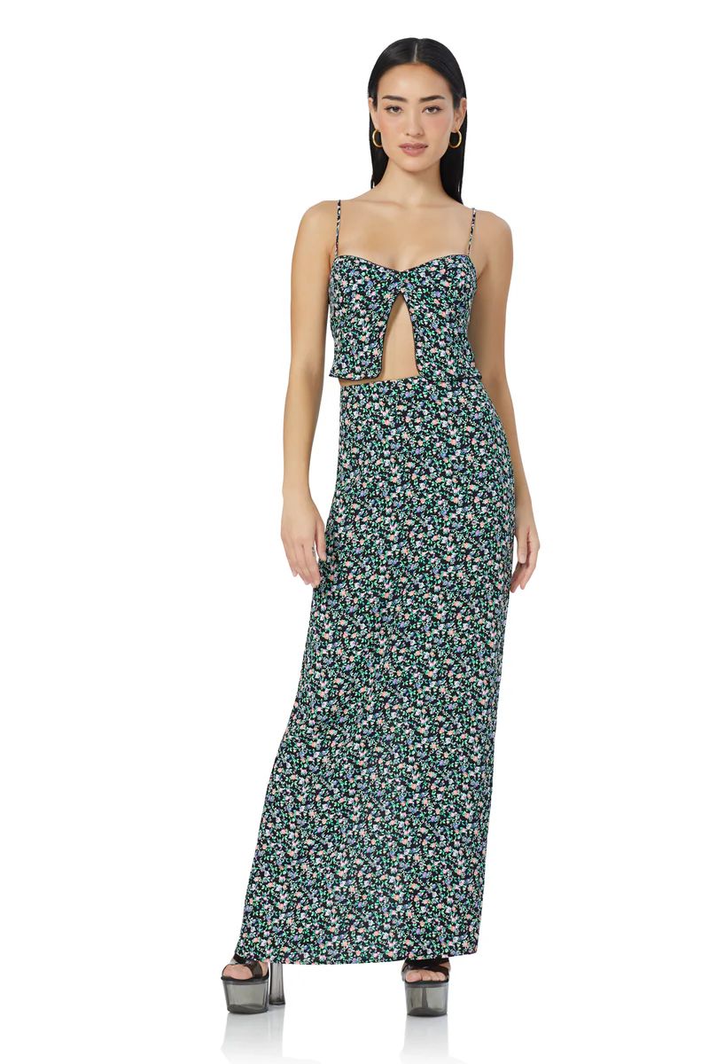 Rennia Skirt - Noir Spring Garden | ShopAFRM