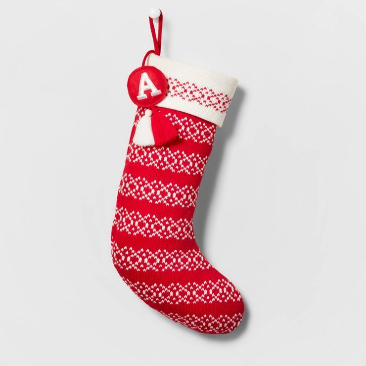 Knit Fair Isle Monogram Christmas Stocking Red/White - Wondershop™ | Target