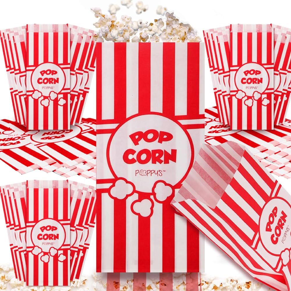 Poppy's Paper Popcorn Bags - 200 1oz Concession-Grade Bags, Popcorn Machine Accessories for Popco... | Amazon (US)