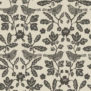 Linen and Charcoal Sparrow and Oak Paper Peel and Stick Matte Wallpaper | The Home Depot