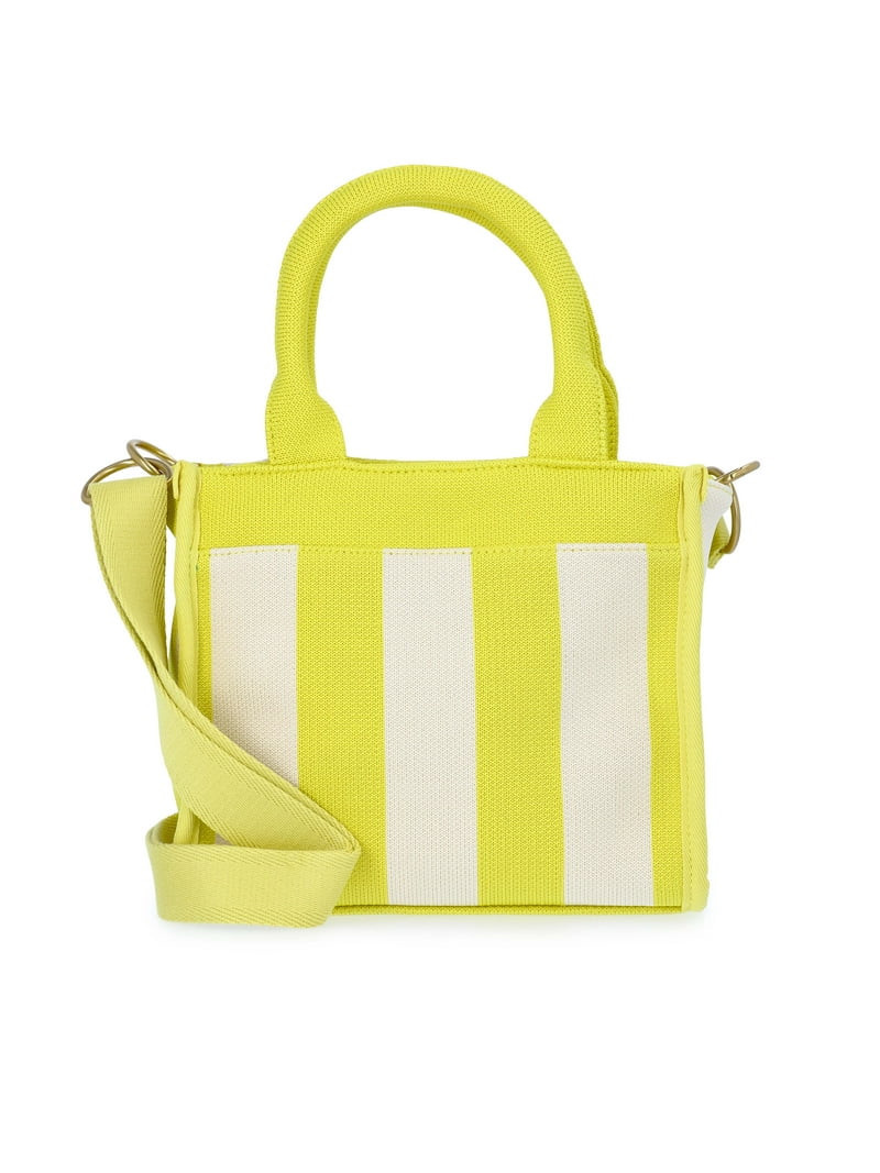 Free Assembly Women's Mini Satchel Handbag, Khaki/Natural Citron | Walmart (US)