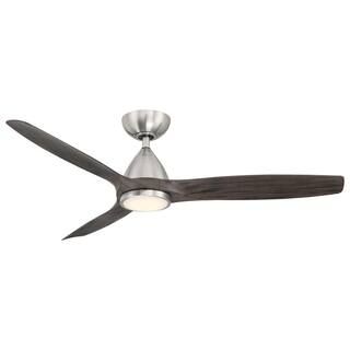 Skylark 54 in. 3-Blade Smart Brushed Nickel Ebony Ceiling Fan 3000K Integrated LED and Remote Con... | The Home Depot