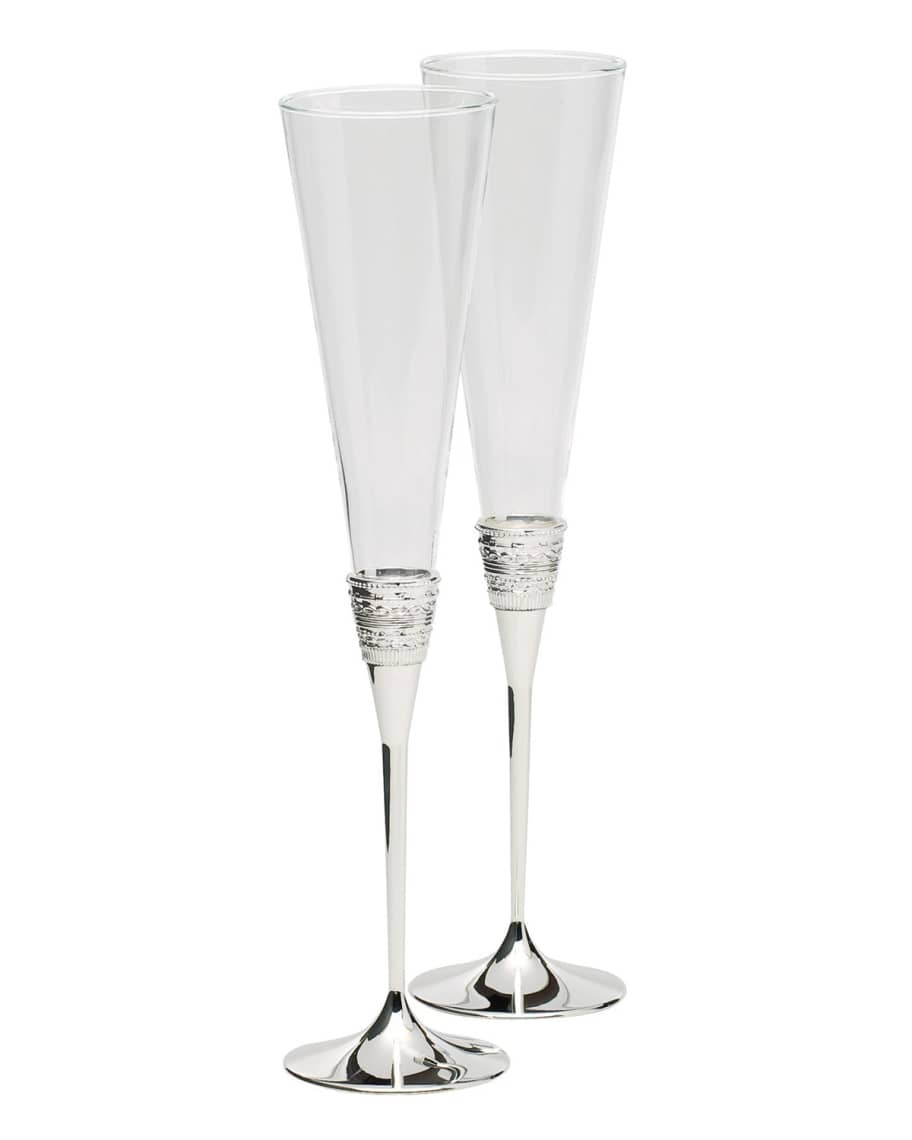 Vera Wang Silver With Love Toasting Flutes, Set of 2 | Neiman Marcus