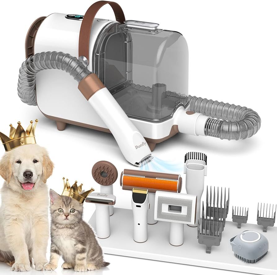 Bunfly Pet Clipper Grooming Kit & Vacuum Suction 99% Pet Hair, 7 Pet Grooming Tools, 3L Large Cap... | Amazon (US)