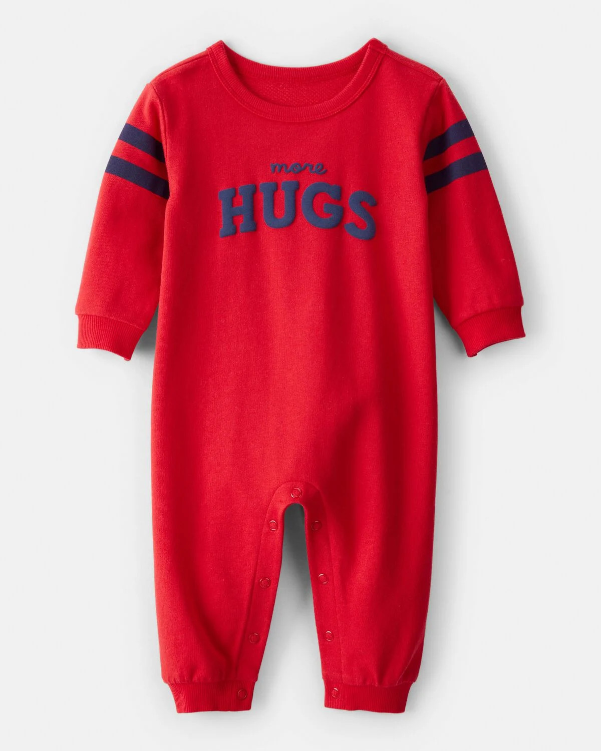 Baby Valentine's Day More Hugs French Terry Long-Sleeve Jumpsuit - Red | Carter's Inc
