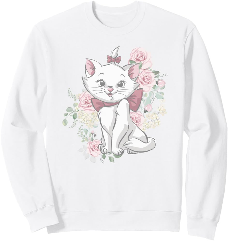 Disney The Aristocats Cute Marie Watercolor Roses Bouquet Sweatshirt | Amazon (US)