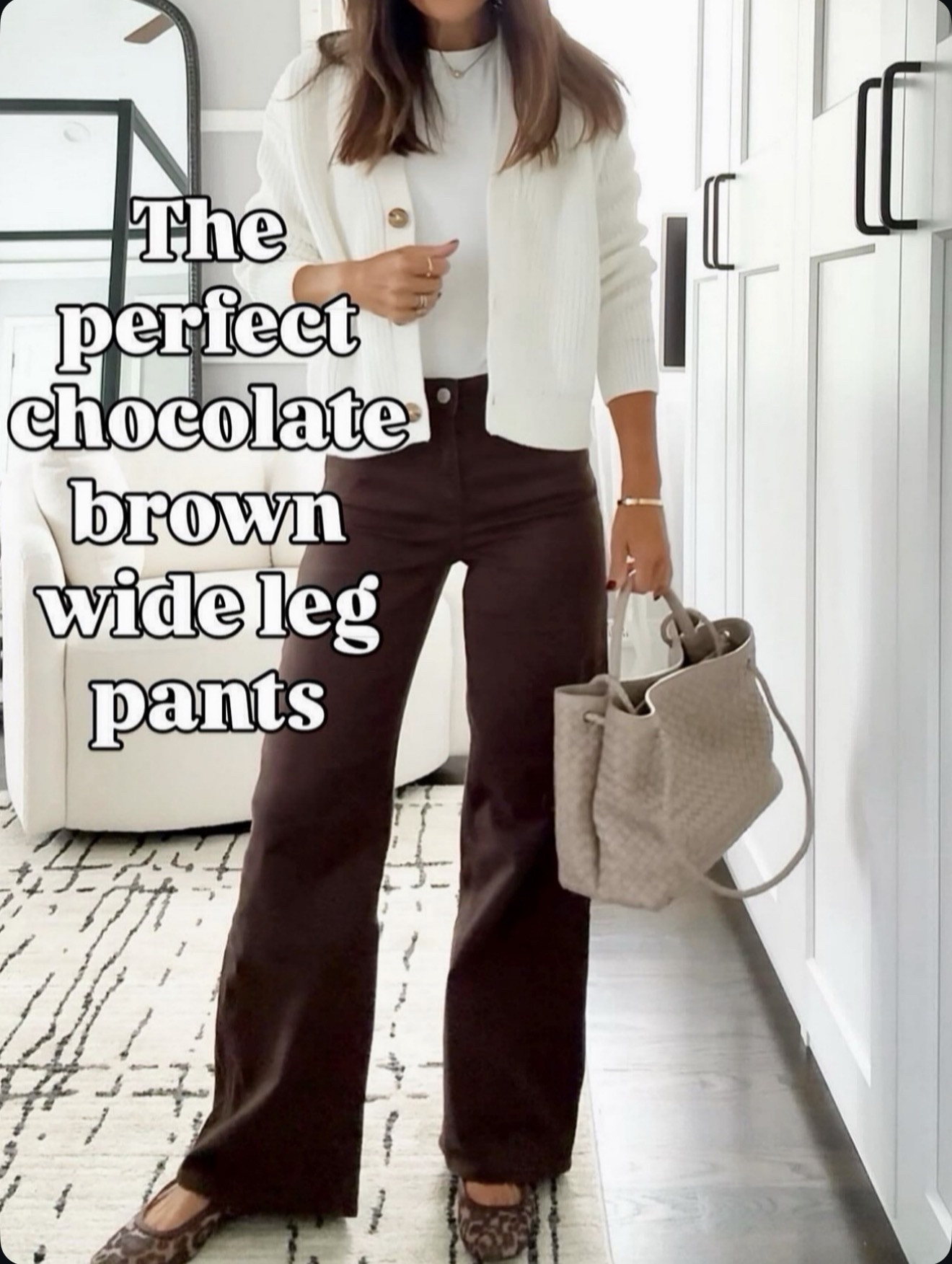 Obsessed with these chocolate brown wide leg pants 🤎 they fit so well and go with everything from white tees to cropped cardigans. Wearing size 26  

#LTKHoliday #LTKOver40 #LTKSeasonal