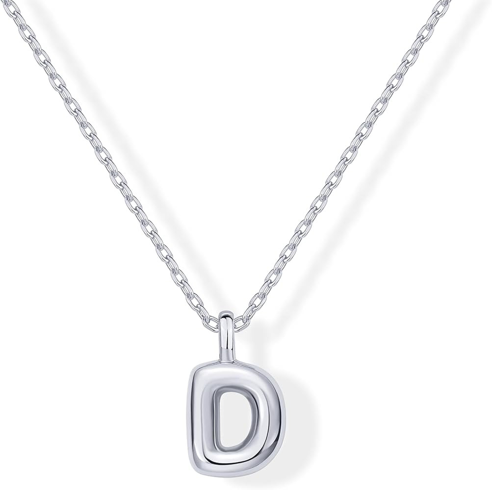 PAVOI 14K Gold Plated Dainty Chunky Bubble Initial Letter Pendant Necklace for Women | Alphabet L... | Amazon (US)