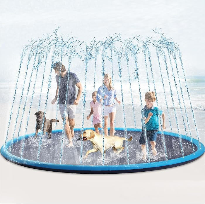 Lewtemi 10 ft Extra Large Non-Slip Splash Pad 120" for Adult Kids and Dog, Giant Thicken Sprinkle... | Amazon (US)