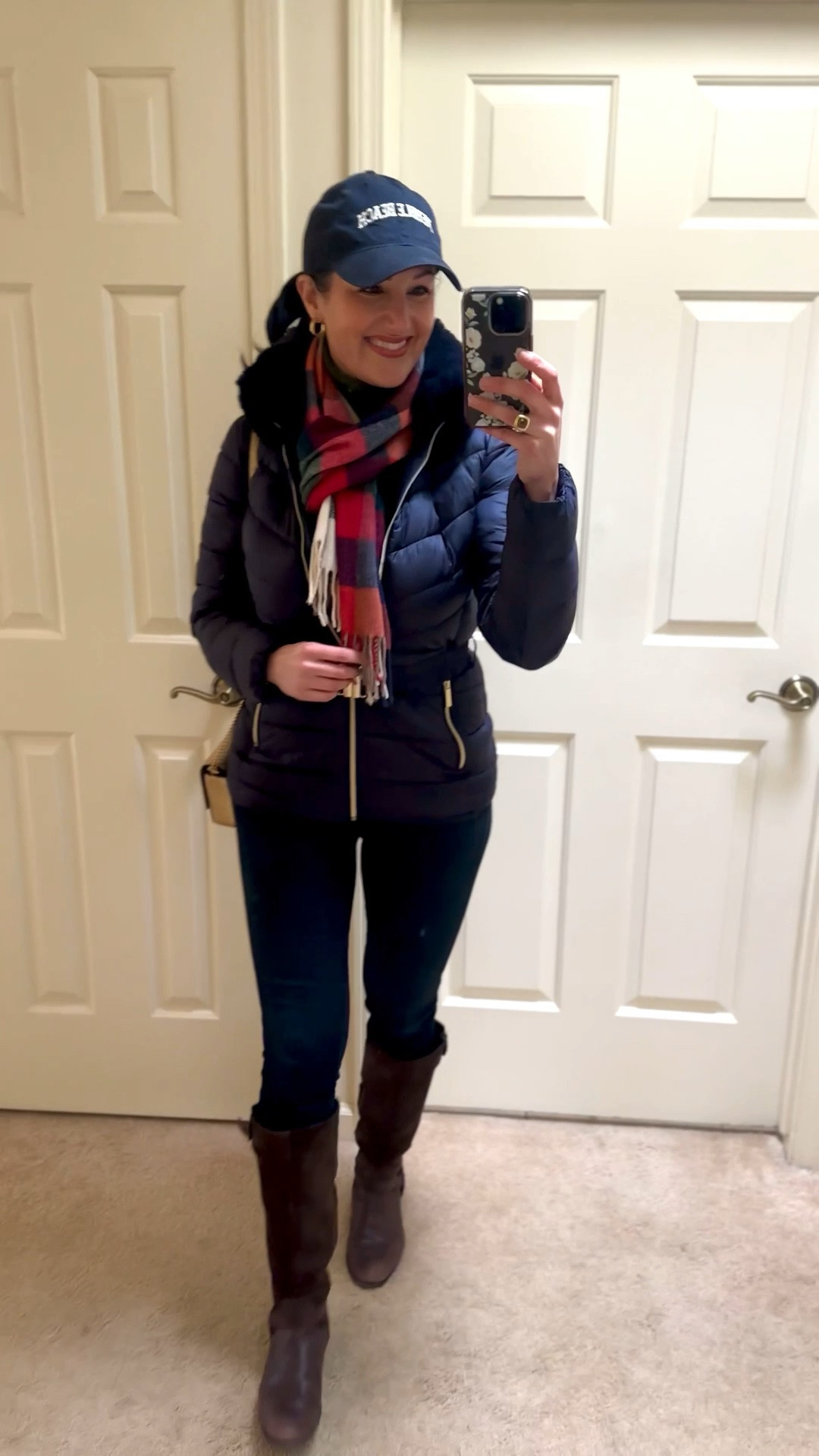 Not sure what to wear to a golf tournament? This chic preppy outfit is polished, comfortable, and weather-ready, featuring a women’s puffer jacket, cozy plaid scarf, skinny jeans, knee-high boots, and a baseball cap for effortless style. Perfect for golf tournaments, country club events, outdoor sporting events, and casual fall or winter days. Classic, elevated style that’s comfortable and easy to wear. 

#LTKootd #LTKSeasonal