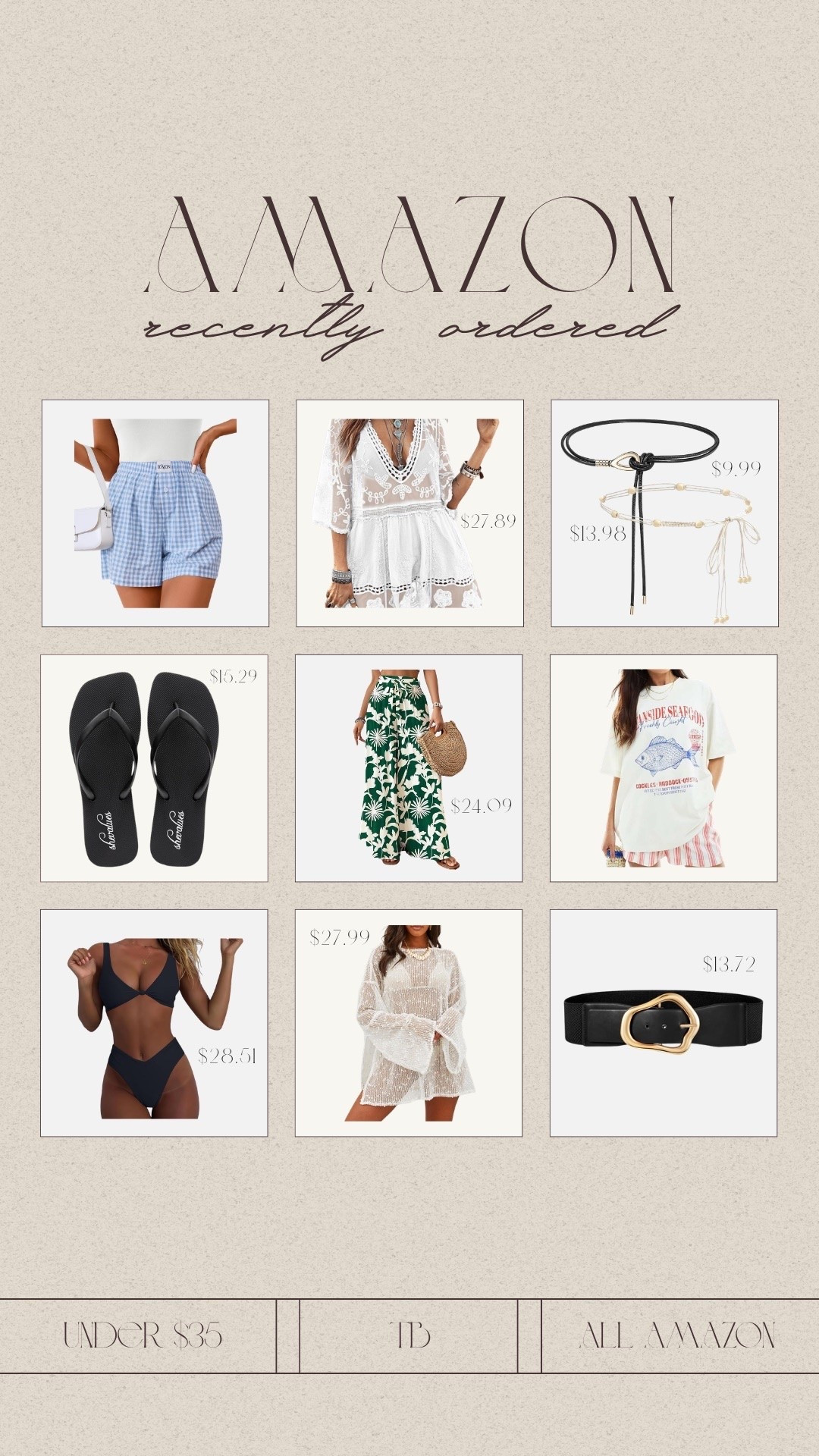my under $35 amazon recent purchase ☀️☀️  just added some new summer looks to my wardrobe! ordered a large in everything i got! summer outfits, summer haul, amazon haul, beachwear, vacation inspo, summer outfit, tori block

#LTKootd #LTKSeasonal