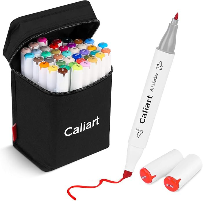Caliart 41 Colors Dual Tip Art Markers Permanent Alcohol Based Markers Colored Artist Drawing Mar... | Amazon (US)
