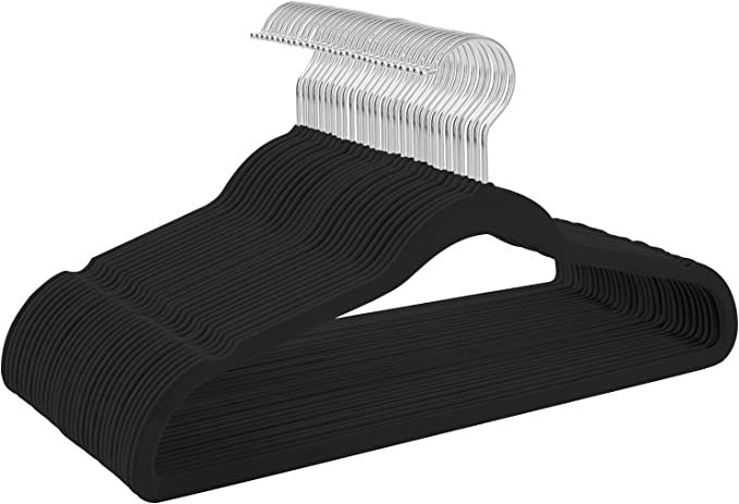 TIMMY Hangers Black Velvet Hangers - Suit Hangers (50-Pack) Ultra Thin Space Saving Coat Hanger a... | Amazon (US)