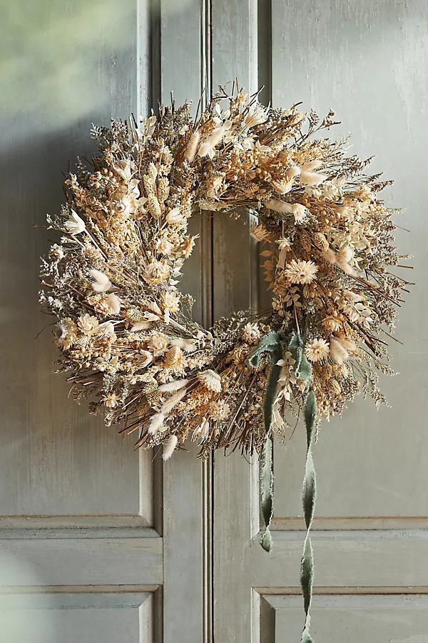 Dried White Florals Wreath | Anthropologie (US)