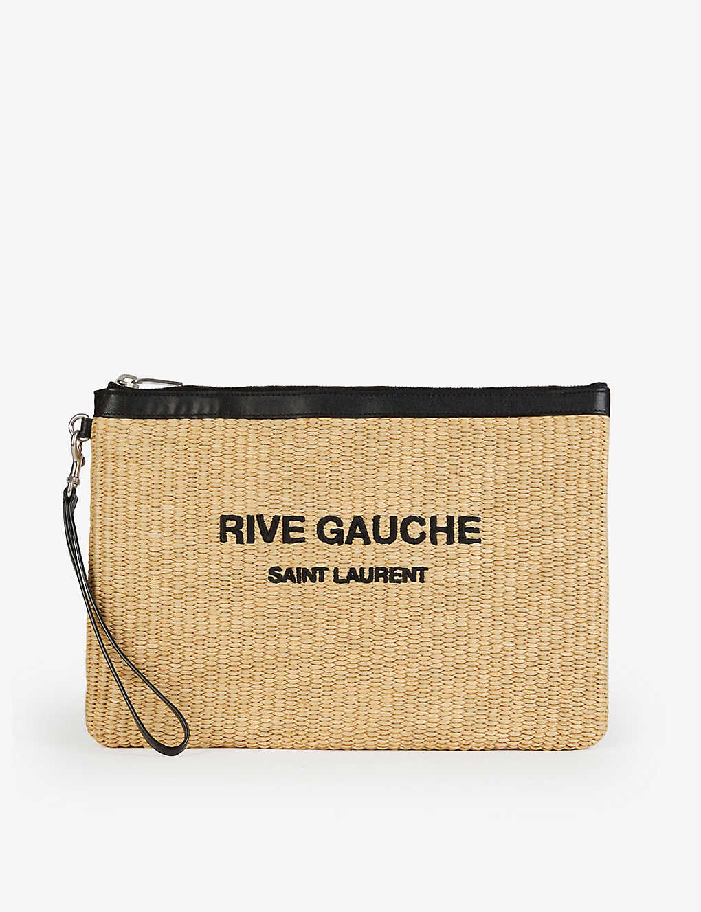 Rive Gauche raffia woven pouch | Selfridges