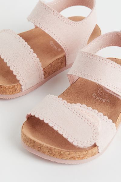 Sandals with hook-loop fastening. Molded, faux suede insoles and fluted soles. | H&M (US)