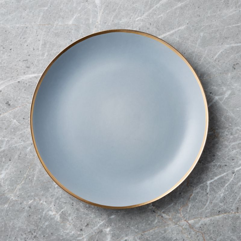 Addison Grey Gold Rim Dinner Plate + Reviews | Crate and Barrel | Crate & Barrel