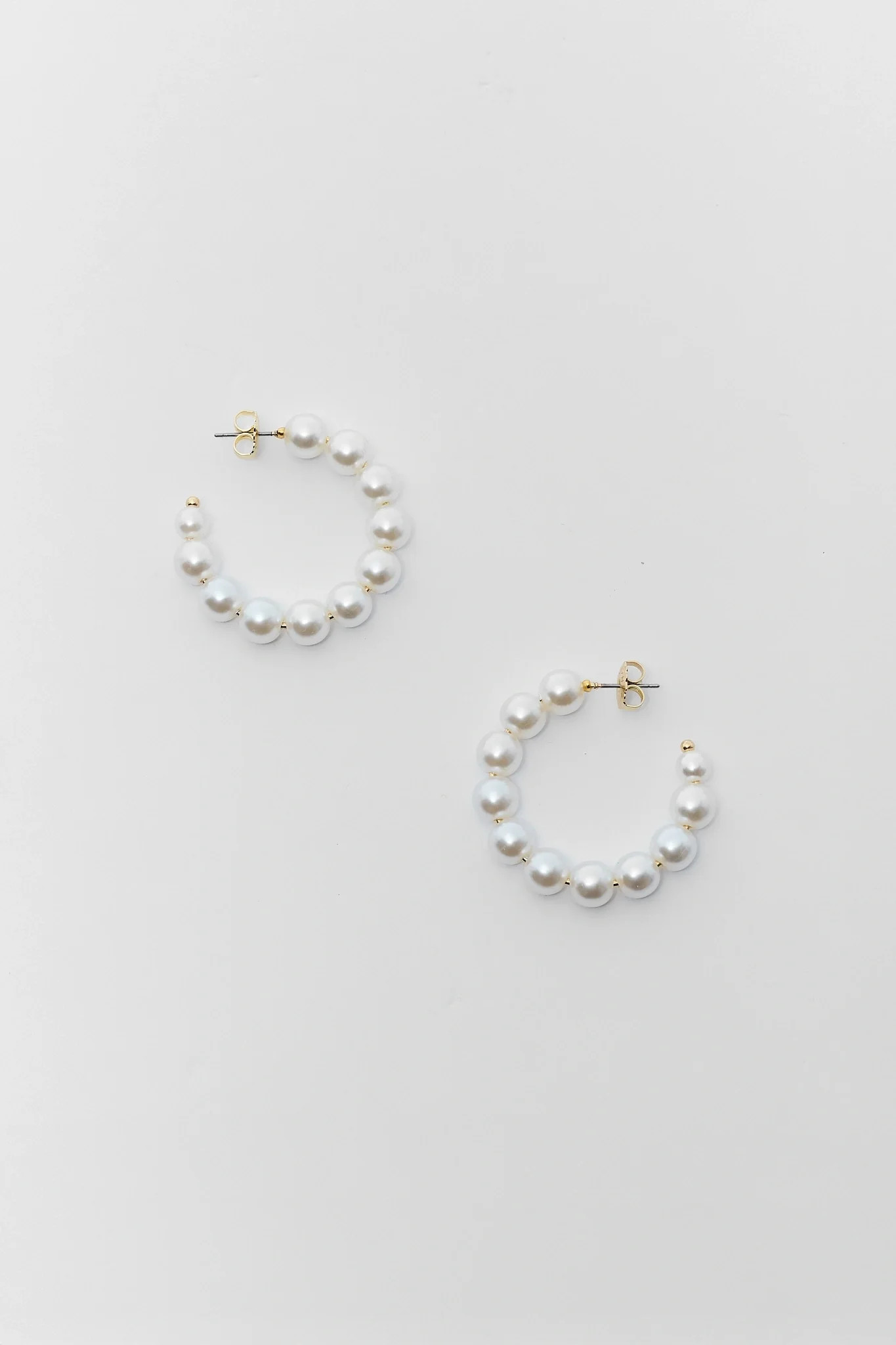 White Pearl Hoop Earrings | Avara