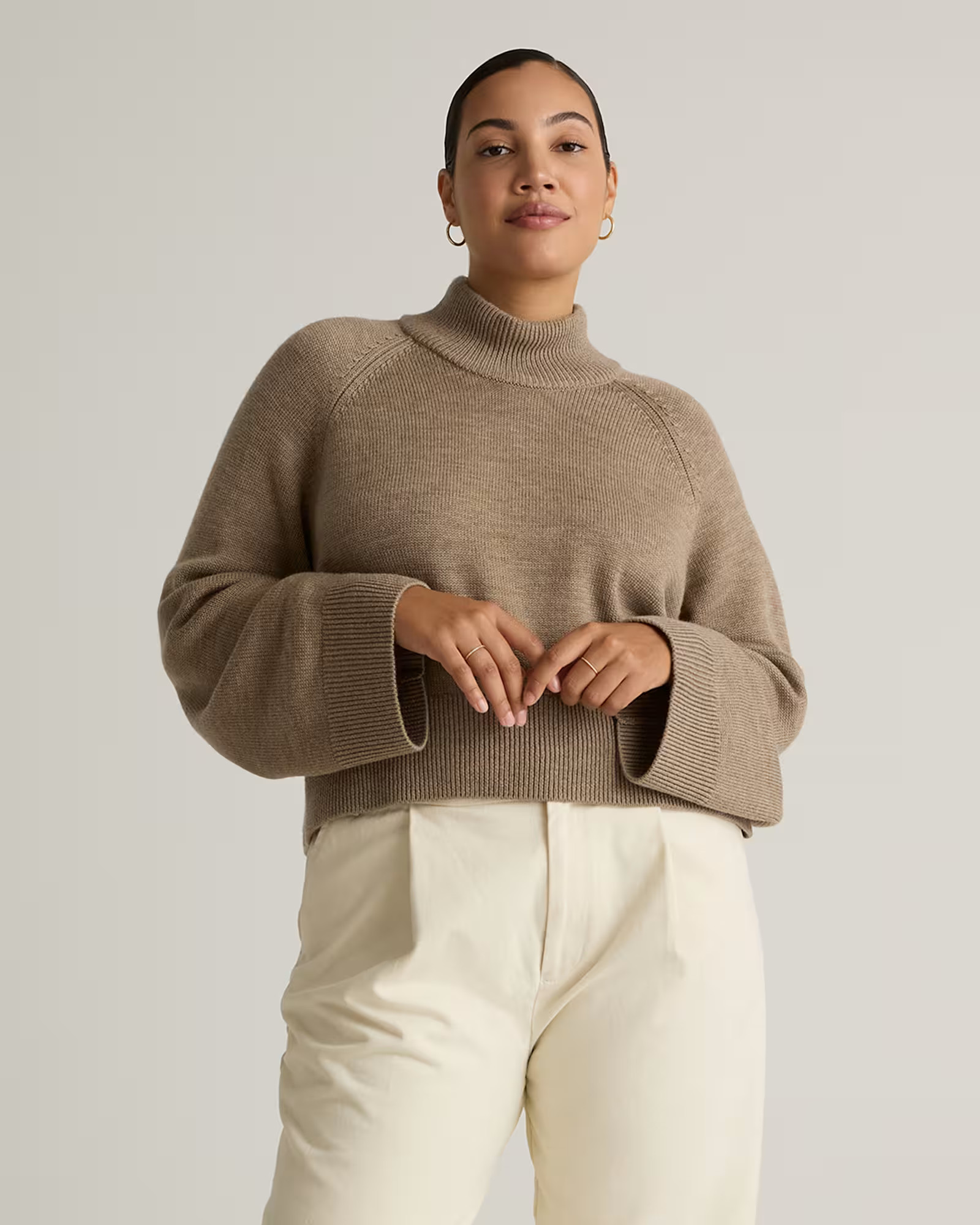 Australian Merino Wool Cropped Mock Neck Sweater | Quince