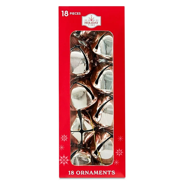 18 Count Shiny Pink Metal Bell Christmas Ornaments, 1 in, by Holiday Time | Walmart (US)