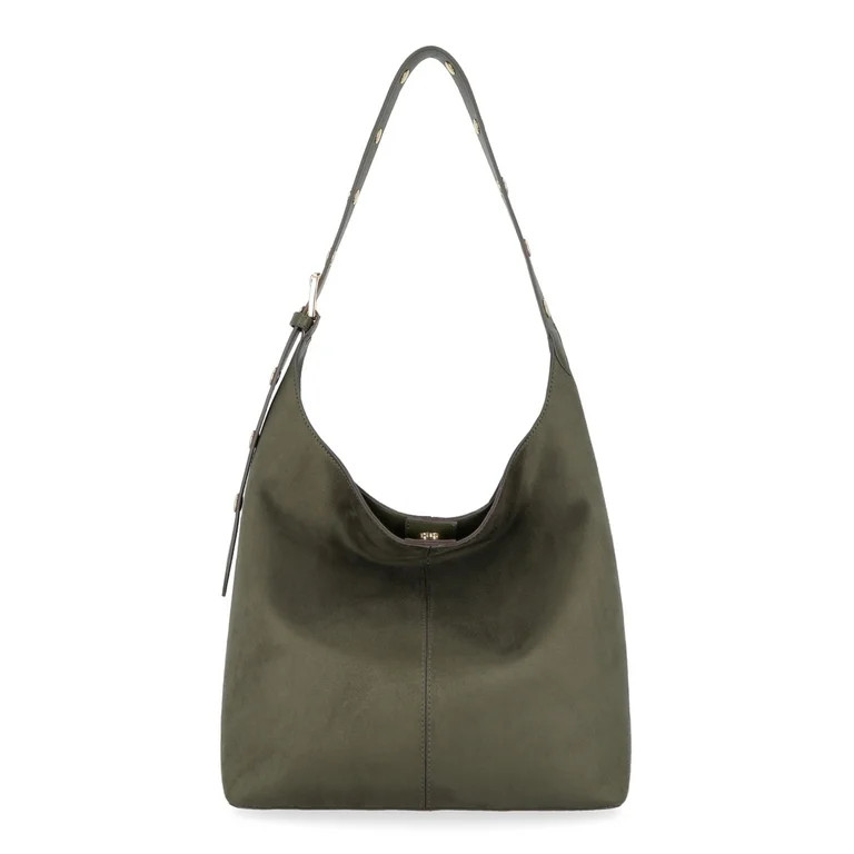Time and Tru Women's Shively Bucket Handbag Faux Suede, Dark Olive - Walmart.com | Walmart (US)