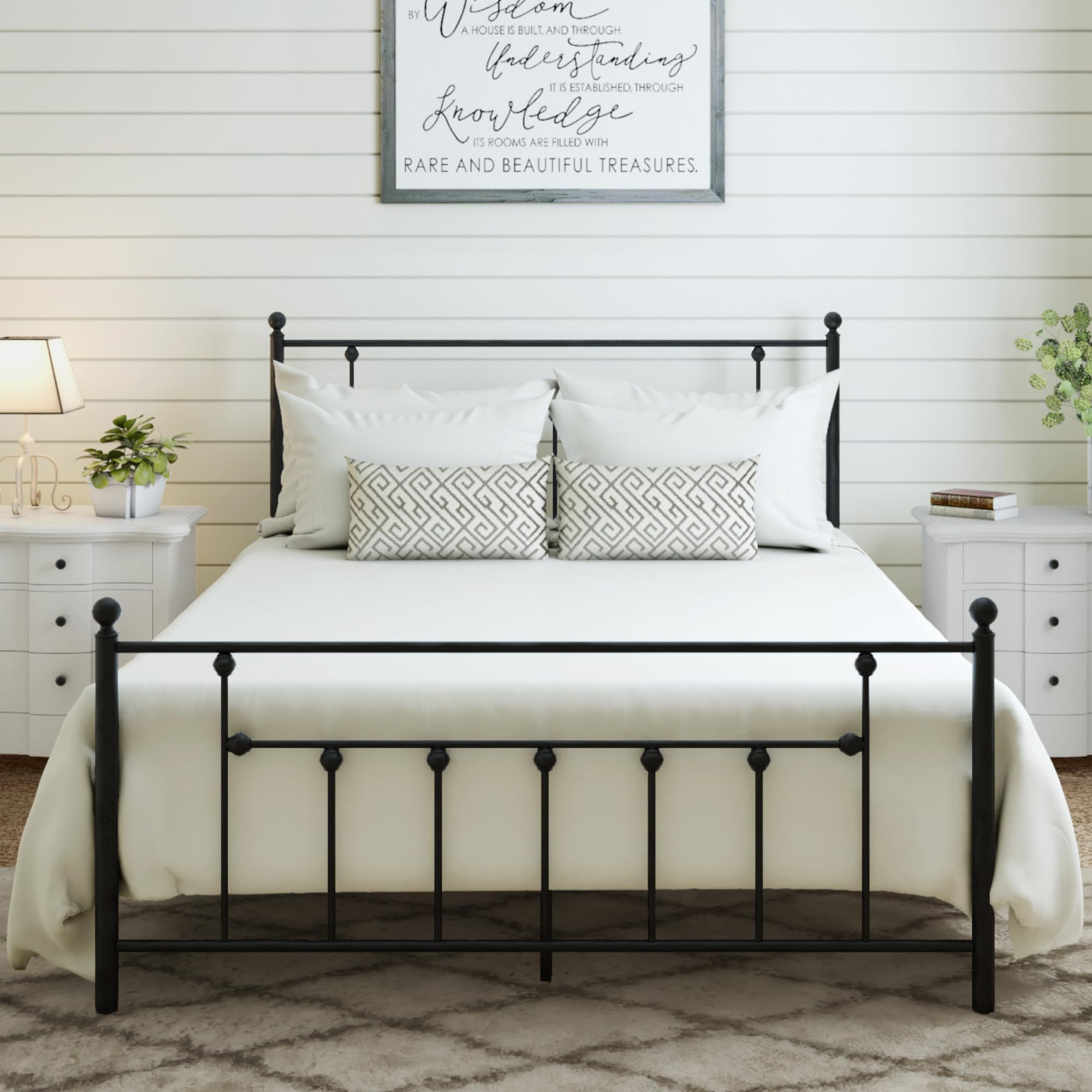 Golden Gate Beds Victorian Style Metal Platform Bed Frame with Antique Wrought Iron-Art Headboard... | Amazon (US)