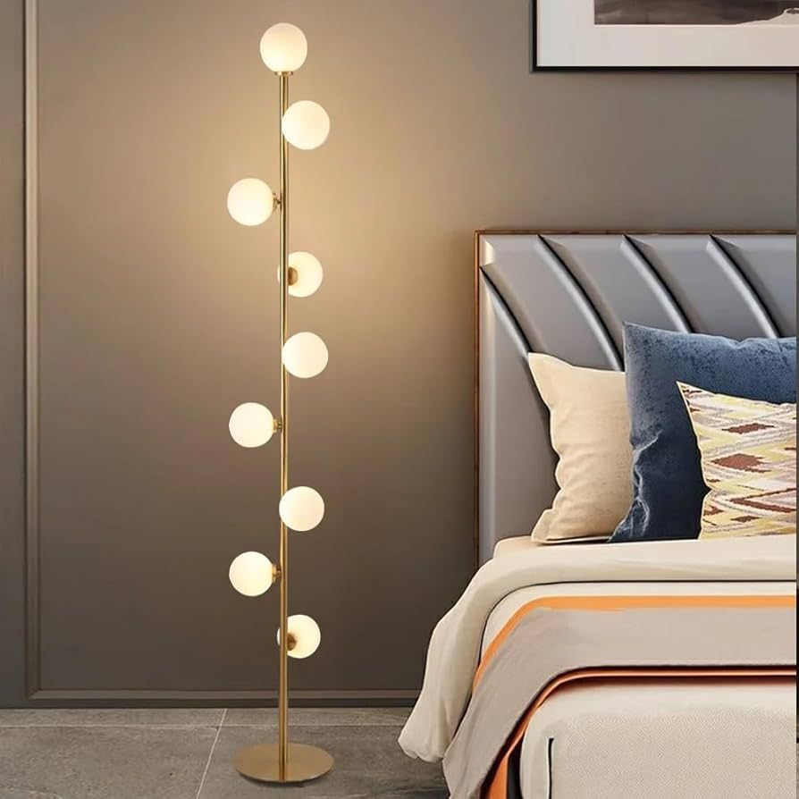 Mid-Century Floor Lamps Modern 62'' LED Gold 9-Light Tree Floor Lamp with White Glass Globe for L... | Amazon (US)