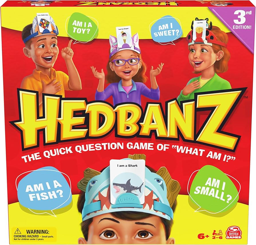 Spin Master Games, Hedbanz 3rd Edition with New Cards & Headbands, Picture Guessing Card Game, Qu... | Amazon (US)
