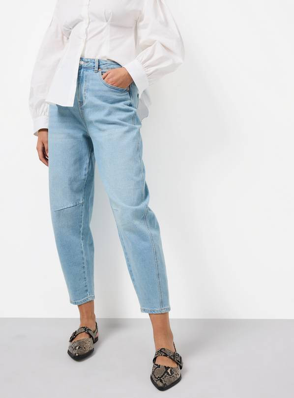 Light Washed Barrel Leg Denim Jeans  8R | Tu Clothing