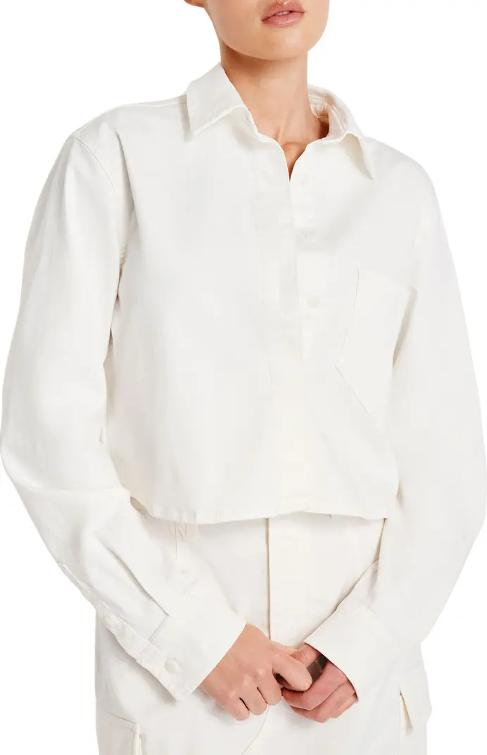 Good American Crop Stretch Cotton Button-Up Shirt | Nordstrom | Nordstrom