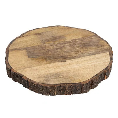 Wooden Round Cutting Board With Bark Edge, 1.5 Inch Thick Mango Wood Solid Cutting Board, Brown | Wayfair North America
