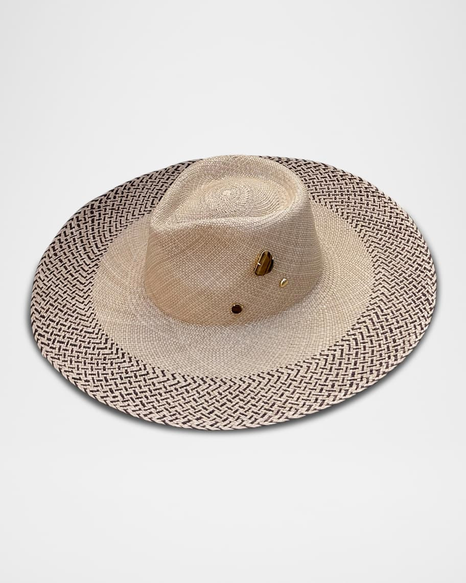 Georgia Embellished Straw Large Brim Hat | Neiman Marcus