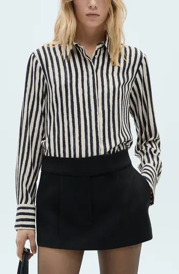 MANGO Stripe Button Front Shirt | Nordstrom | Nordstrom