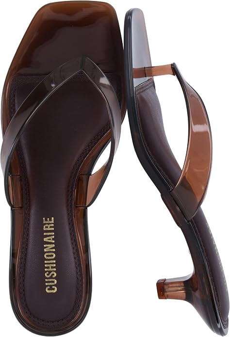 CUSHIONAIRE Riot Jelly Thong Kitten Heels for Women | Amazon (US)