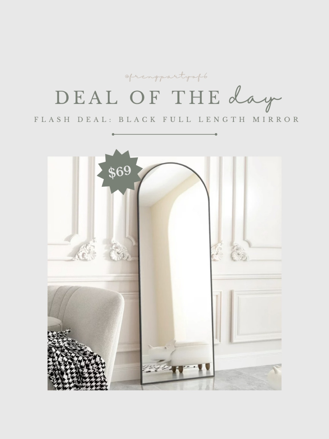 This black full length arch mirror is normally $199 and is on flash desk for $69! Such an amazing deal! I have an identical mirror in my closet and love the arch!

#LTKhome #LTKunder100 #LTKsalealert