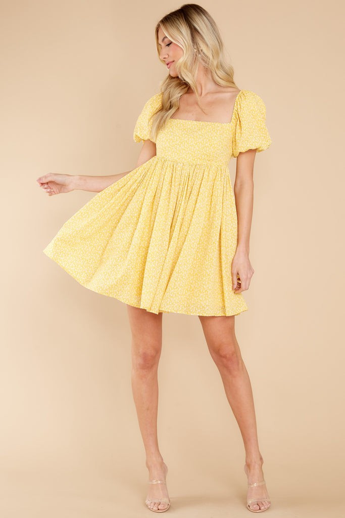 She's The One Yellow Floral Print Dress | Red Dress 