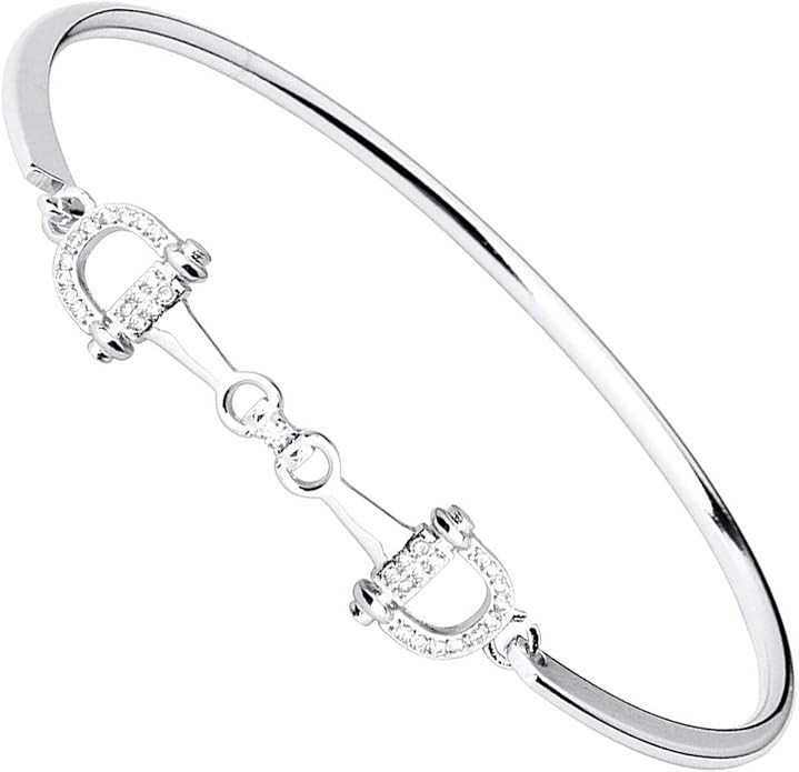 FEELMEM Horse Snaffle Bit Crystal Easy Hook Clasp Charm Bracelet Equestrian Jewelry Good Luck Gif... | Amazon (US)
