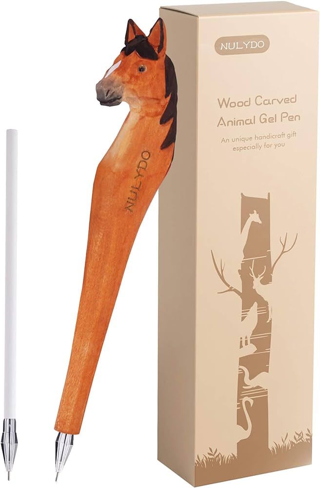 NULYDO 100% Handmade Wood Carved Animal Gel Pen | Horse, Cute Stationary School Supply Office Sup... | Amazon (US)