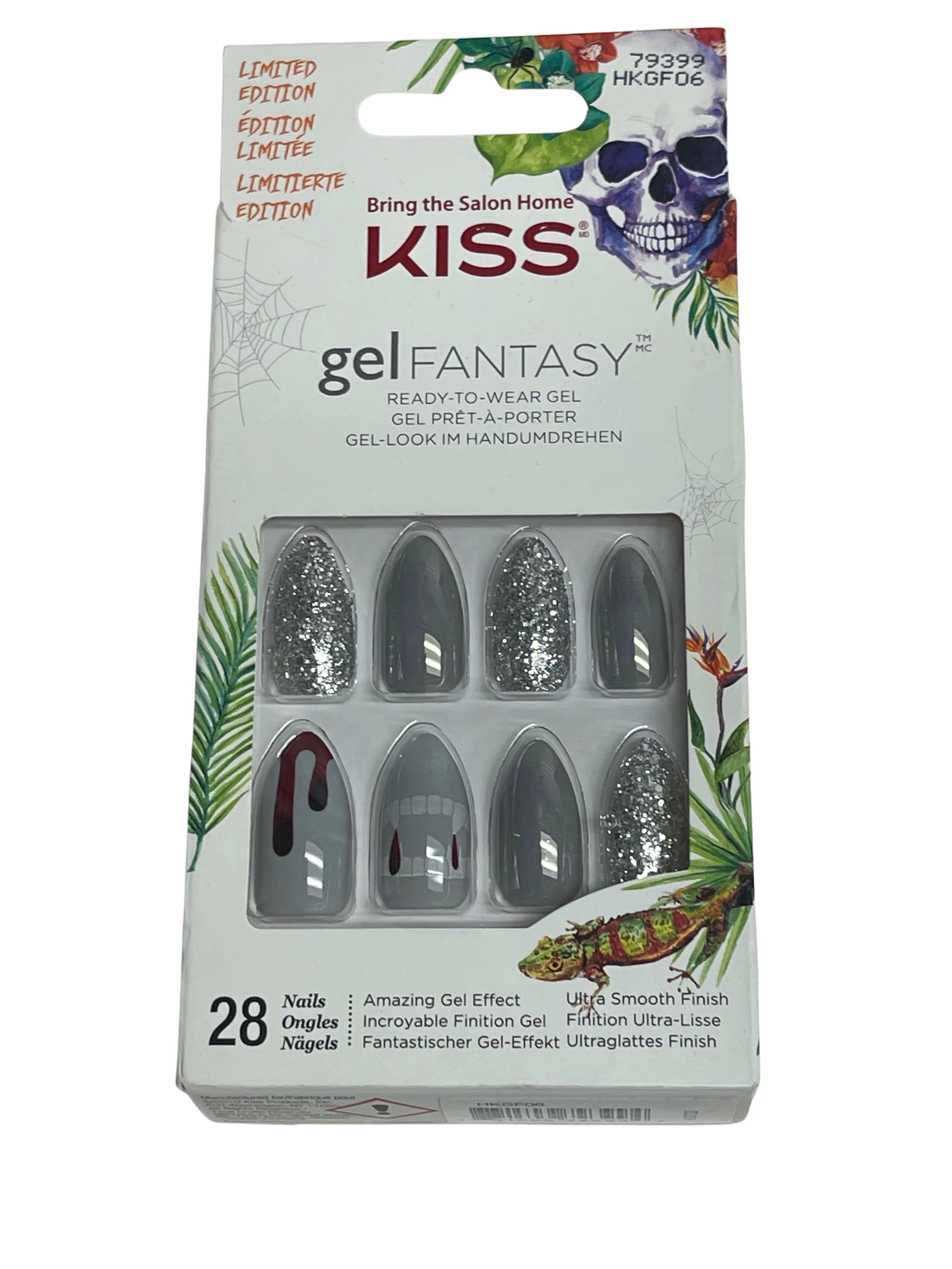 Kiss Gel Fantasy Limited Edition Nails Gray Vampire Almond Shape 79399 HKGF06 | Walmart (US)