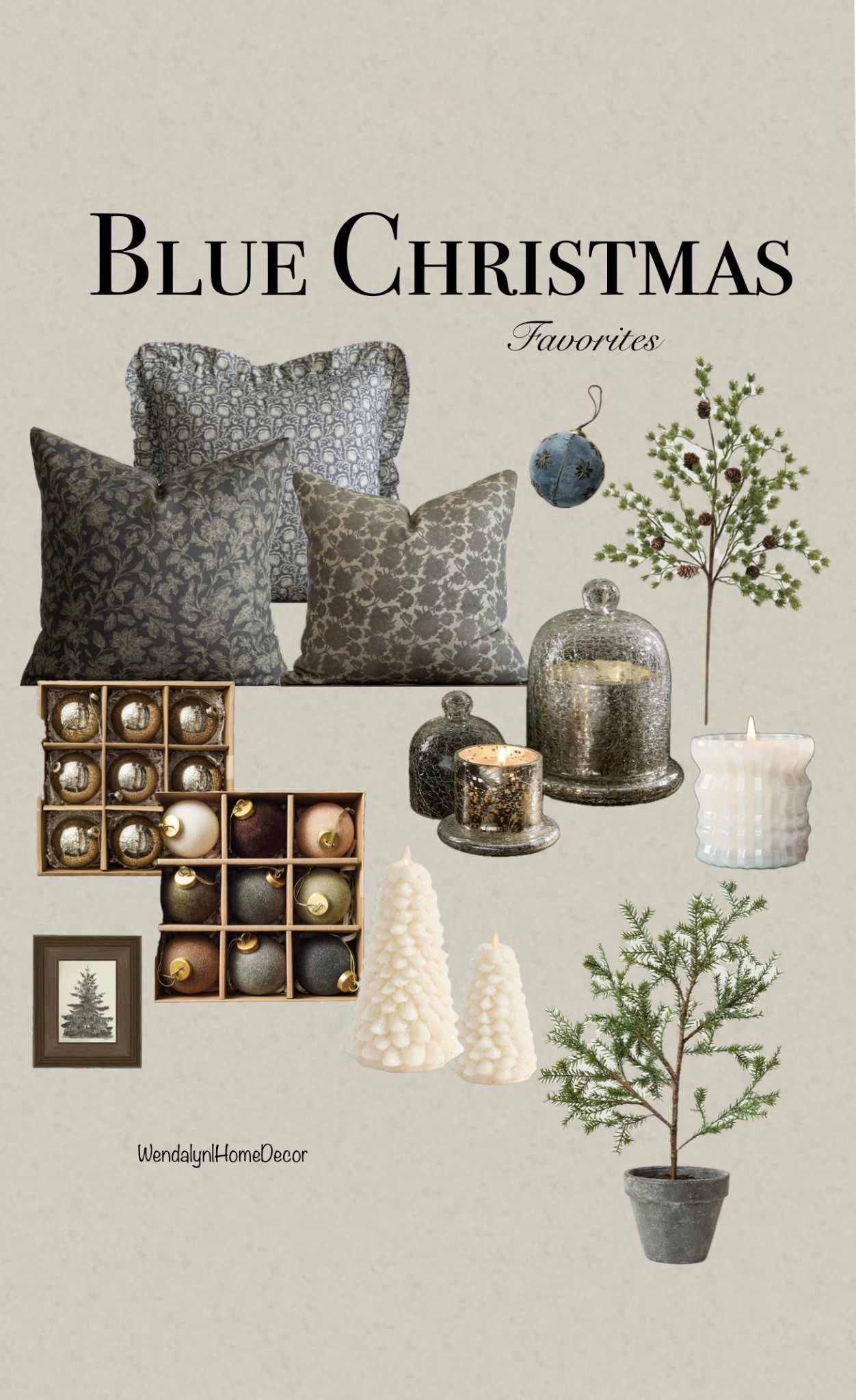 Blue Christmas Favorites 
I’m personally loving blue and silver this year. 

#Christmasdecor #Christmasmoodboard

#LTKHome #LTKU #LTKSeasonal