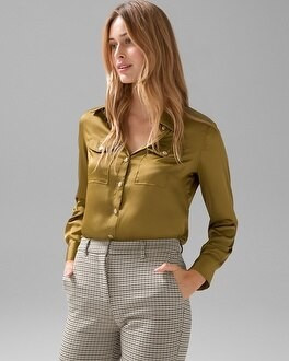 Long Sleeve Satin Shirt | White House Black Market