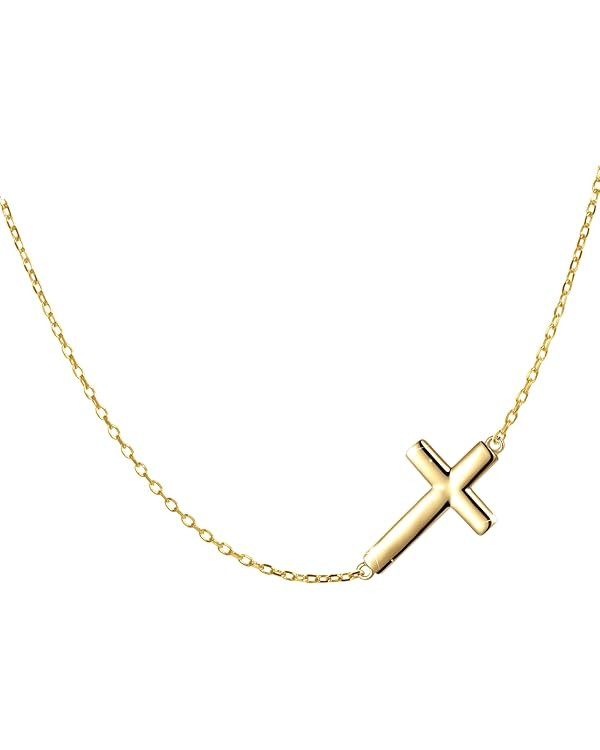 DAOCHONG S925 Sterling Silver Jewelry Sideways Cross Choker Necklace 14 inches to 18 inches | Amazon (US)