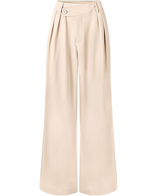 MEROKEETY Women's Wide Leg Pants High Waist Long Straight Work Business Casual Trousers with Pock... | Amazon (US)