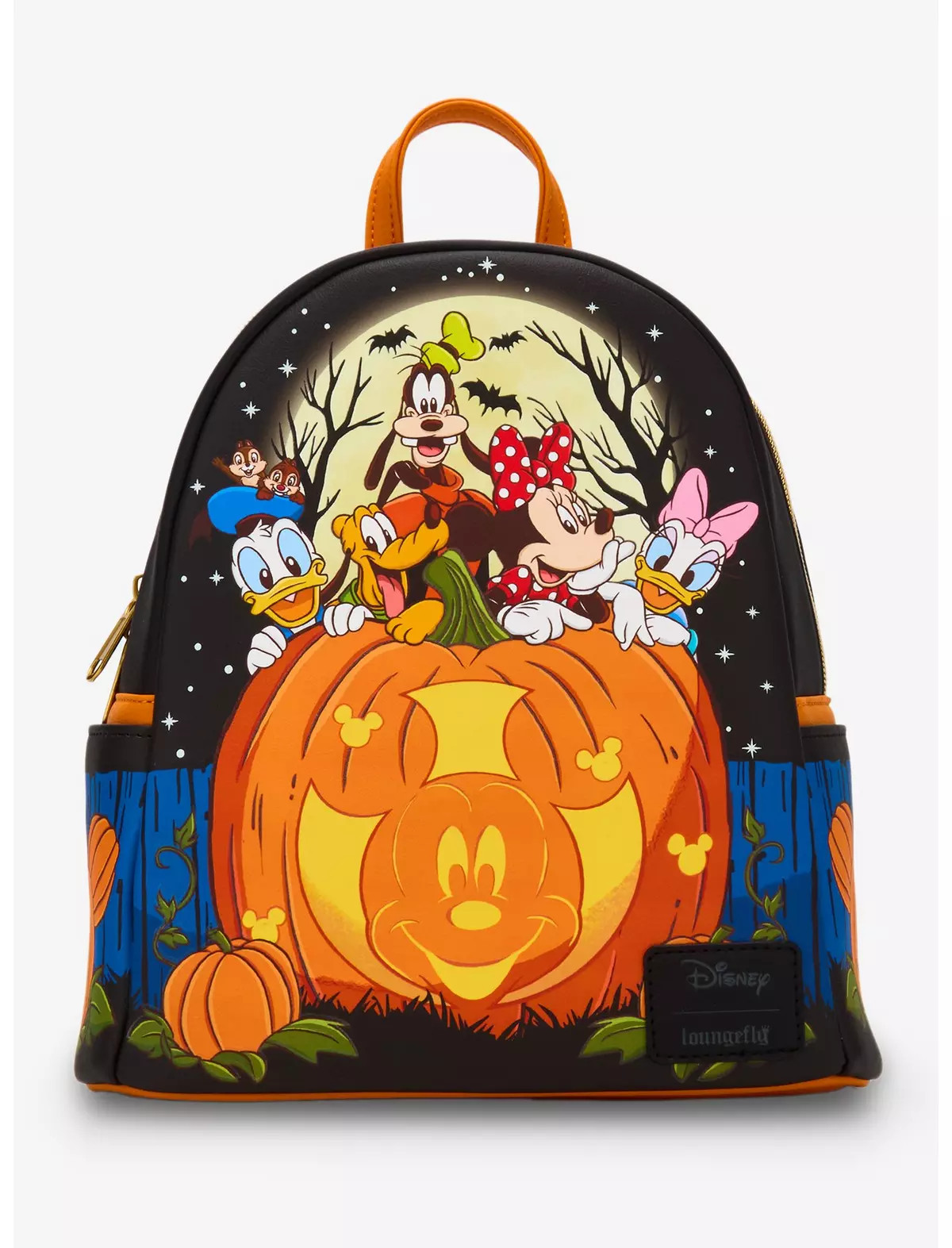 Loungefly Disney Mickey Mouse & Friends Halloween Glow-In-The-Dark Pumpkin Mini Backpack | Hot Topic